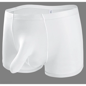 Men Sexy Ice Silk Elephant Trunk Boxer Briefs Low Waist Breathable Solid Color Novelty Bulge Pouch Boxer Briefs Underwear