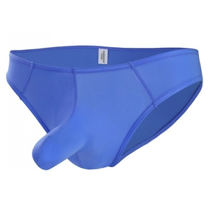 Men's sexy royal blue briefs with unique elephant trunk pouch and breathable fabric
