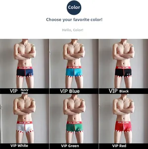Detailed grid of six men's boxer briefs in navy, blue, black, white, green, and red