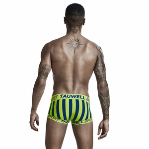 Detail view of men's low waist striped boxer briefs with elastic sport waistband