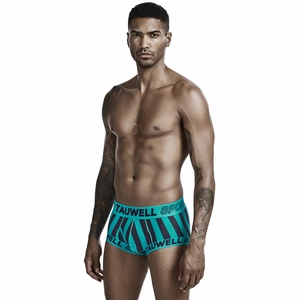 Close-up of men's low-rise boxer briefs featuring vertical stripes and wide waistband