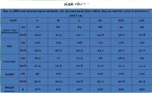 Detailed size chart for men's flared jeans including waist and hip measurements in cm and inches