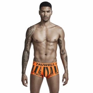 Close-up of low-waist striped men's boxer briefs with elastic sport waistband details