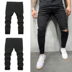 Jean Skinny Homme Noir Extensible Denim Distressed Pantalon Crayon Slim Fit Streetwear Pantalon Décontracté pour Homme Adulte