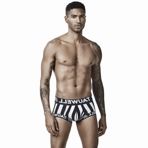 Men's Sexy Low Waist Boxer Briefs Cotton Blend Striped Underwear Breathable Sport Trunks With Elastic Logo Waistband For Men
