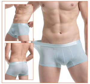 Boxers en maille respirante pour hommes avec motifs de lèvres roses sur bleu clair