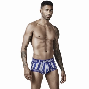Men's low-waisted sexy vertical striped boxer briefs with sporty elastic waistband