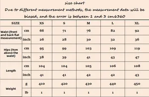 Detailed size chart for women's wide leg jeans including waist and hip measurements