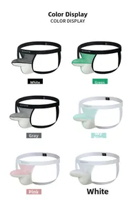 Mens mesh jockstrap with elephant trunk pouch in six various colors and breathable fabric