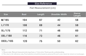 Detailed size chart reference table for men's hooded knit sweater jacket with measurements