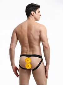 Rear view of men's sexy backless jockstrap in black with minimalist lifting strap design