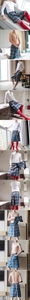Detailed views of men Scottish plaid kilt shorts with elastic waist and pockets in home settings