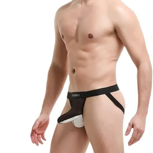 Men's breathable mesh jockstrap with elastic waistband and contoured pouch design
