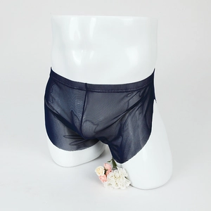 Boxer da Uomo Sexy in Rete Trasparente Traspiranti Sottili a Vita Bassa in Nylon Poliammide Tinta Unita