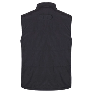 Men's outdoor quilted vest in black with stand collar and classic horizontal stitching
