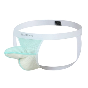 Men's breathable mesh jockstrap with wide elastic waistband and front contour pouch