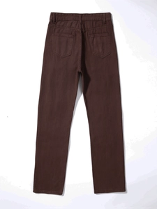 Dunkelbraune Damen Jeans mit weitem Bein, Gesäßtaschen und geradem Schnitt im Vintage Stil