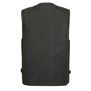 Gilet cargo da uomo verde oliva con tasche multiple e fibbie di regolazione in vita