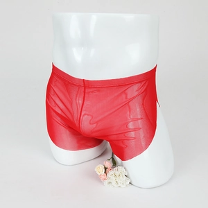Boxer da uomo rossi in mesh trasparente, tessuto ultra sottile e traspirante con elastico