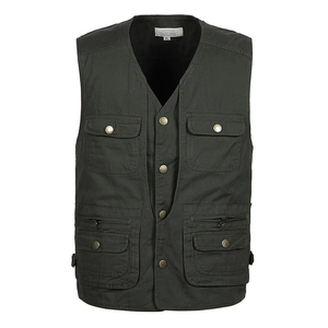Gilet Utility Cargo da Uomo in Cotone Multitasca Senza Maniche Giacca Outdoor Pesca Fotografia Gilet Casual Vestibilità Larga