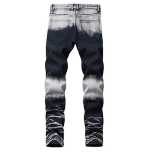 Jeans da uomo strappati sfumati nero grigio con dettaglio zip alle caviglie