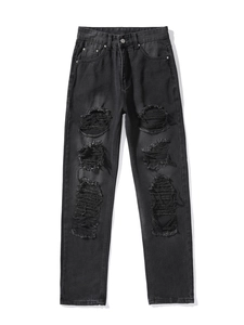 Damen Ripped Jeans Hohe Taille Weites Bein Distressed Denim Hose Streetwear Vintage Washed Locker Lässig Mode