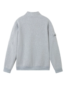 Vue arrière du sweat gris à col montant avec poignets côtelés et poche cargo sur la manche
