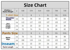 Detailed size chart for men's checkerboard t-shirt and shorts set including S to XXXL