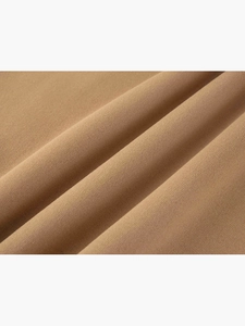 Detailed close-up showing the smooth khaki knit fabric texture of the men's crewneck sweatshirt