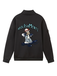 Felpa streetwear uomo oversize nera in tessuto pesante con stampa grafica sul retro