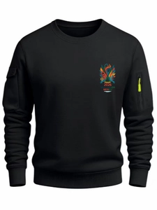 Felpa da Uomo Casual Girocollo 100% Poliestere Manica Lunga Stampata Pullover Con Multitasche Per 2026 Top Sportivi
