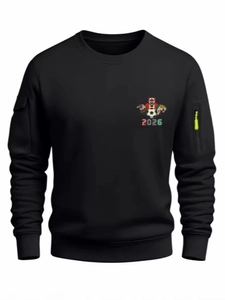 Sweat-shirt Décontracté à Col Rond pour Hommes en Polyester Poche Fonctionnelle Imprimé Thème Football 2026 Haut Sport