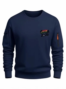 Ghana 2026 Football Print Men Crewneck Sweatshirt Sport Casual Long Sleeve Top With Zipper Arm Pocket Polyester Needle Fabric