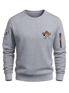 Sweat gris col rond thème Coupe du Monde 2026 avec imprimé aigle et poche sur la manche