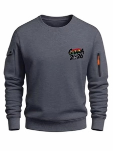 Dark gray Ghana 2026 sweatshirt with round neck and functional zipper sleeve pockets