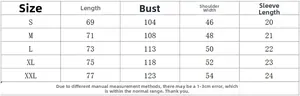Tableau des tailles pour T-shirt homme décontracté avec mesures détaillées de S à XXL