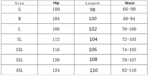 Detailed size chart for men cotton linen trousers covering S to 4XL measurements
