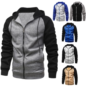 Veste à capuche zippée pour hommes avec doublure polaire et design de blocs de couleurs