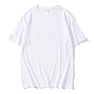 Standard fit men's white crew neck T-shirt made of 220G combed cotton flat lay view