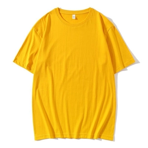 Bright yellow 220g combed cotton short sleeve T-shirt with a loose fit and crew neck