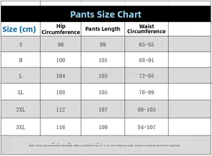 Detailed size chart for men's fleece sweatpants with measurements from S to 3XL