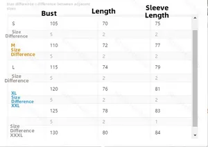 Size chart for outdoor sports camouflage long sleeve T-shirt with measurements from S to 3XL