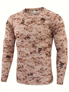 Detailed macro view of breathable mesh fabric on desert digital camo tactical shirt