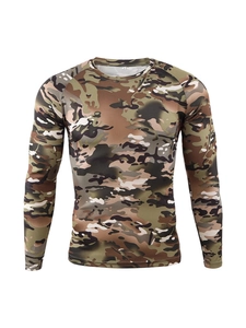 Men's outdoor camouflage long-sleeve T-shirt with quick-dry fabric and athletic slim fit