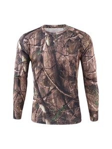 Men's quick-dry camouflage outdoor long-sleeve T-shirt with realistic forest print
