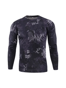 Men's outdoor camouflage long sleeve quick-dry sports t-shirt with python pattern print