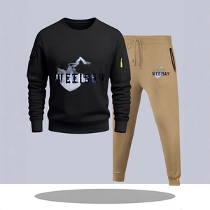 Heren Sport Trainingspak Katoenmix Crew Neck Sweatshirt En Joggingbroek Set Casual Sportieve Outfits Voor Heren Outdoor Streetwear
