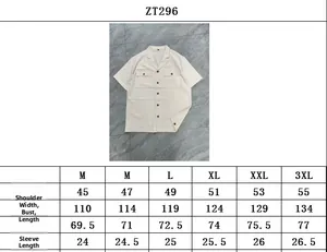 Size chart showing shoulder and chest measurements for men's linen beach shirt