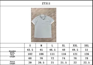 Detailed size chart for men's ice silk polo shirt ZT311 with specific measurements
