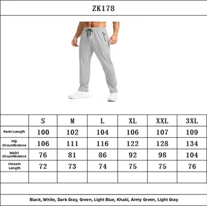 Comprehensive size guide for men's quick-dry sports pants from size S to 3XL